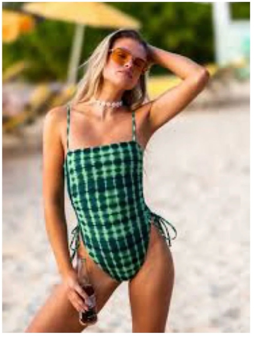 Skatie Green Plaid One-Piece Swimsuit